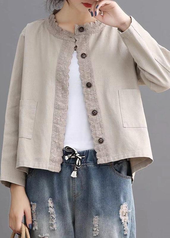 Loose retro Denim Pockets Casual Coats Fall