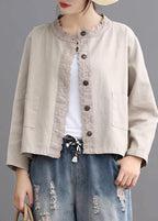 Loose retro Denim Pockets Casual Coats Fall