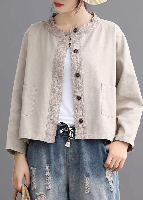 Loose retro Denim Pockets Casual Coats Fall