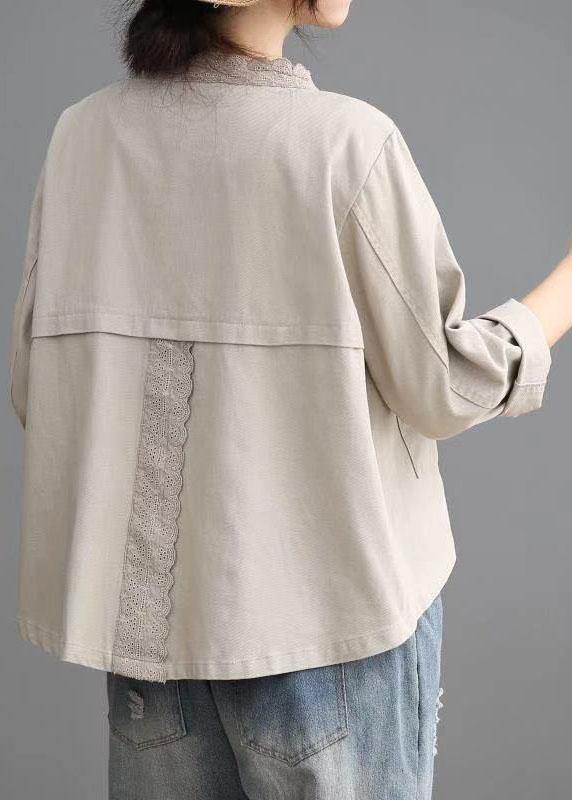 Loose retro Denim Pockets Casual Coats Fall