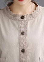 Loose retro Denim Pockets Casual Coats Fall