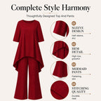 Women's Chic Asymmetrical Top & Wide-Leg Pants Set
